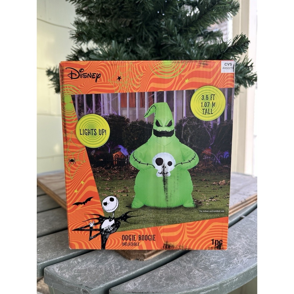 Gemmy Disney Tim Burton Oogie Boogie Inflatable 3.5 FT Lights Up Halloween Decor